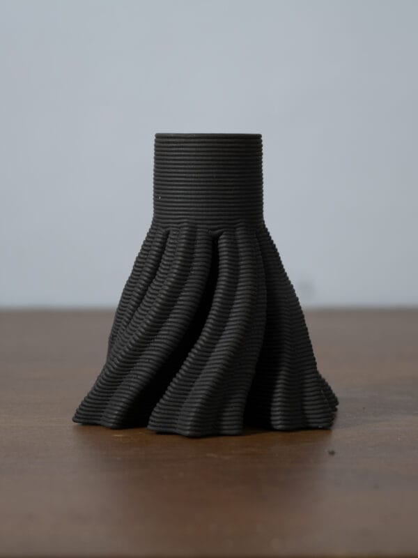 Ceramic 3D printed candle stand-frock main black