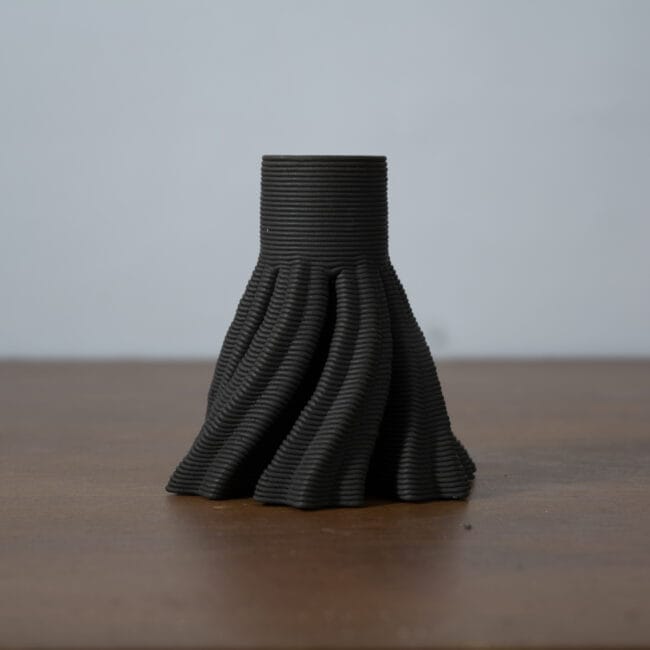 Ceramic 3D printed candle stand-frock main black